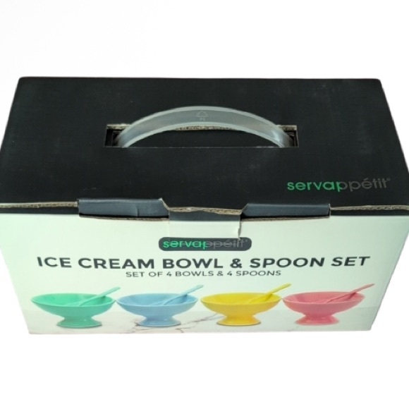 Ceramic Ice Cream Bowl & Spoon Set - Picture 1 of 4
